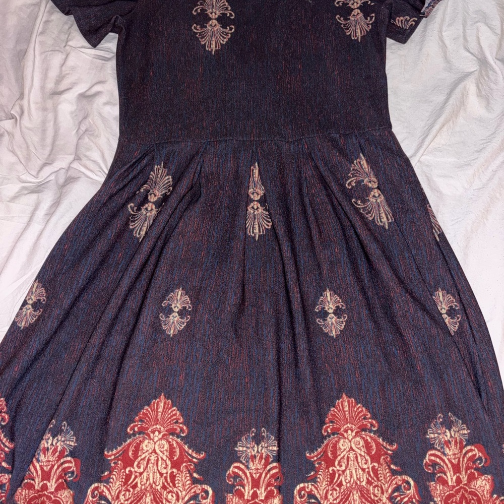 LuLaRoe Amelia Navy and Red Dress